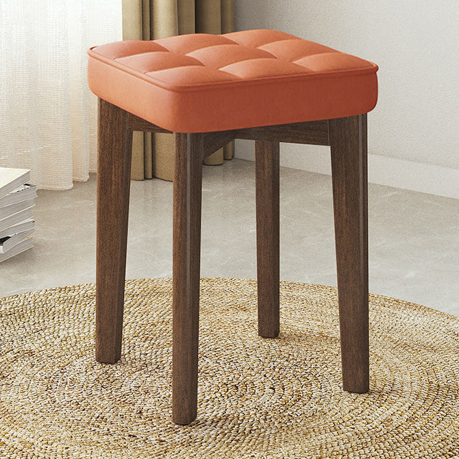 Moderner minimalistischer quadratischer Hocker aus Massivholz und Leathaire mit 4 Beinen für das Schlafzimmer 