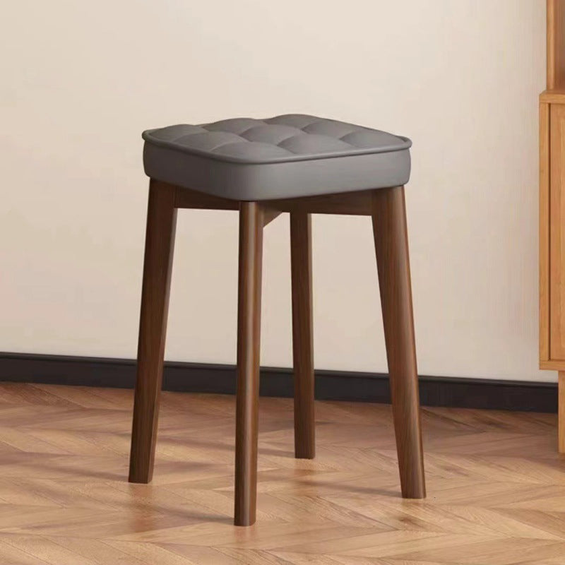 Moderner minimalistischer quadratischer Hocker aus Massivholz und Leathaire mit 4 Beinen für das Schlafzimmer 
