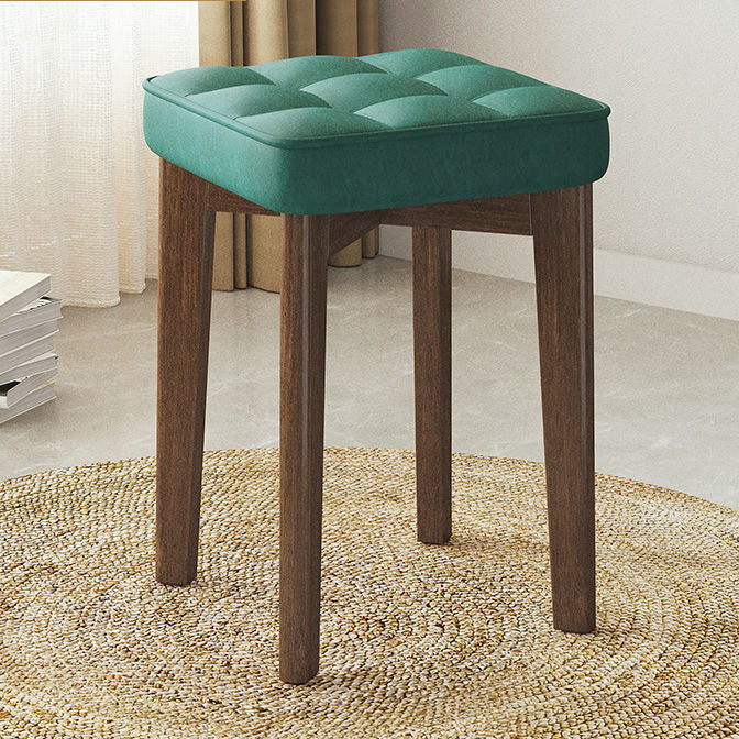 Moderner minimalistischer quadratischer Hocker aus Massivholz und Leathaire mit 4 Beinen für das Schlafzimmer 
