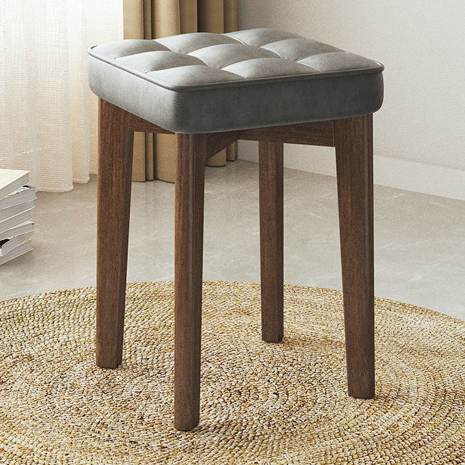Moderner minimalistischer quadratischer Hocker aus Massivholz und Leathaire mit 4 Beinen für das Schlafzimmer 