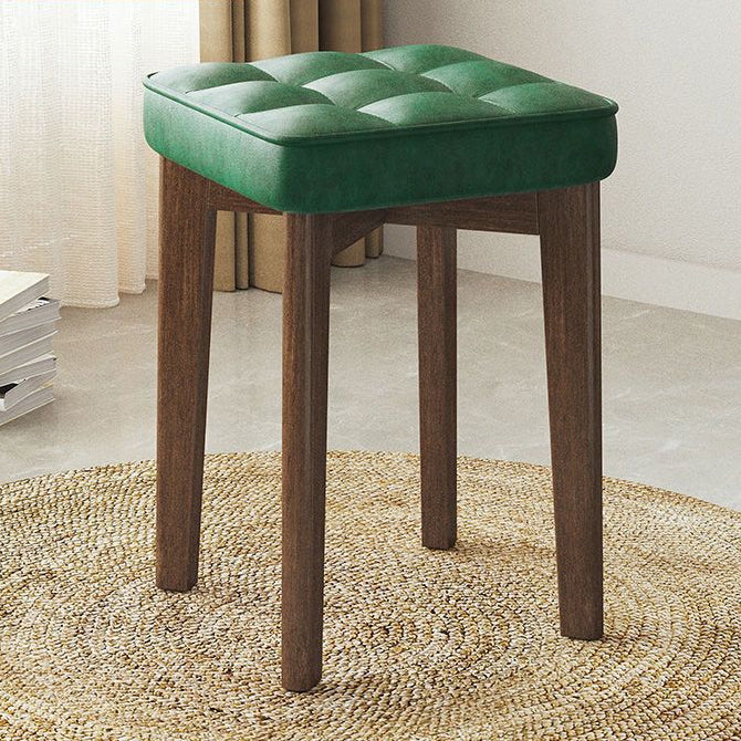 Moderner minimalistischer quadratischer Hocker aus Massivholz und Leathaire mit 4 Beinen für das Schlafzimmer 