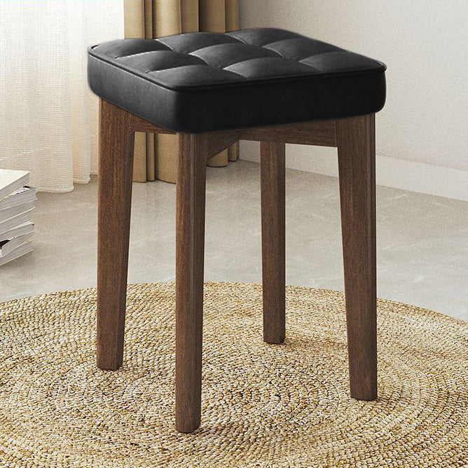 Moderner minimalistischer quadratischer Hocker aus Massivholz und Leathaire mit 4 Beinen für das Schlafzimmer 