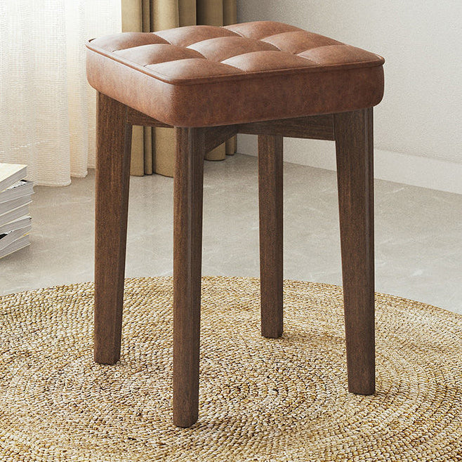 Moderner minimalistischer quadratischer Hocker aus Massivholz und Leathaire mit 4 Beinen für das Schlafzimmer 
