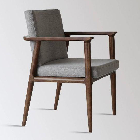 Coussin carré de luxe moderne en bois massif avec mousse haute résilience, dossier et accoudoirs pour chaise de salle à manger 