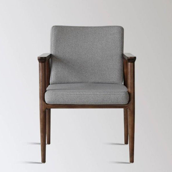 Coussin carré de luxe moderne en bois massif avec mousse haute résilience, dossier et accoudoirs pour chaise de salle à manger 