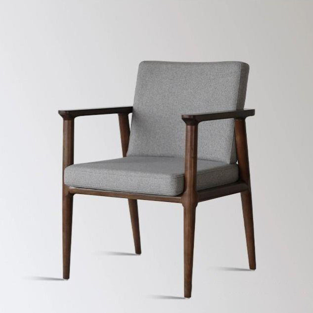 Coussin carré de luxe moderne en bois massif avec mousse haute résilience, dossier et accoudoirs pour chaise de salle à manger 