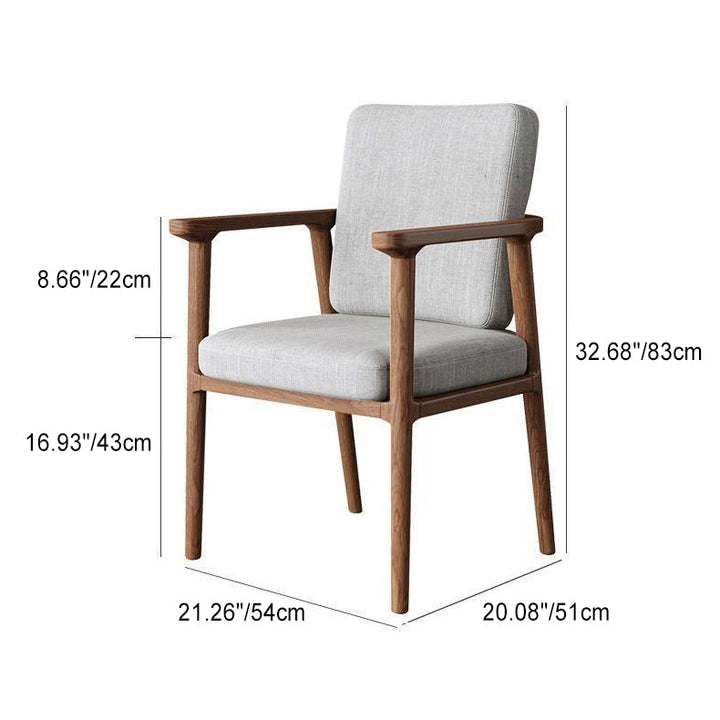 Modern Luxury Square Cotton Linen Cushion Solid Wood High Resilience Sponge Dining Chair Backrest Armrest For Dining Room
