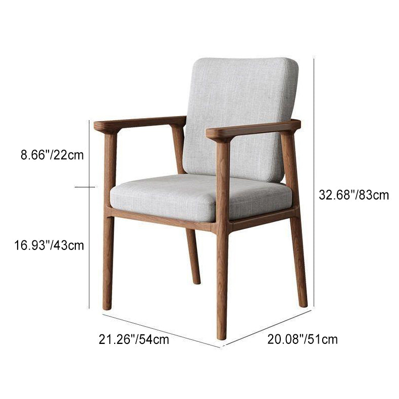 Coussin carré de luxe moderne en bois massif avec mousse haute résilience, dossier et accoudoirs pour chaise de salle à manger 