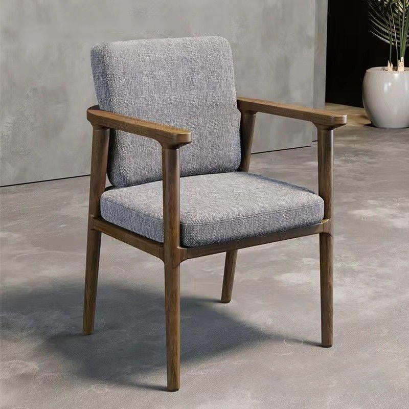 Coussin carré de luxe moderne en bois massif avec mousse haute résilience, dossier et accoudoirs pour chaise de salle à manger 