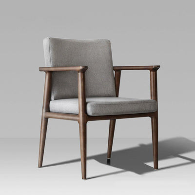 Coussin carré de luxe moderne en bois massif avec mousse haute résilience, dossier et accoudoirs pour chaise de salle à manger 