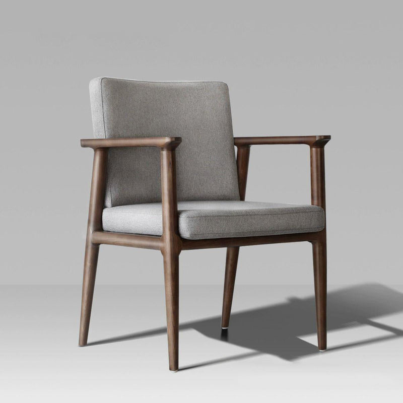 Coussin carré de luxe moderne en bois massif avec mousse haute résilience, dossier et accoudoirs pour chaise de salle à manger 