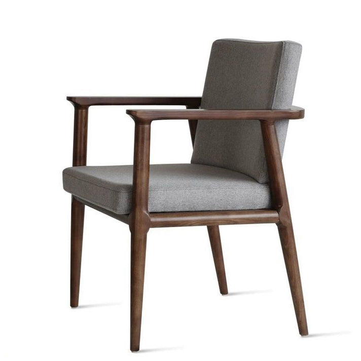 Coussin carré de luxe moderne en bois massif avec mousse haute résilience, dossier et accoudoirs pour chaise de salle à manger 