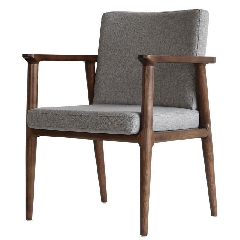 Coussin carré de luxe moderne en bois massif avec mousse haute résilience, dossier et accoudoirs pour chaise de salle à manger 