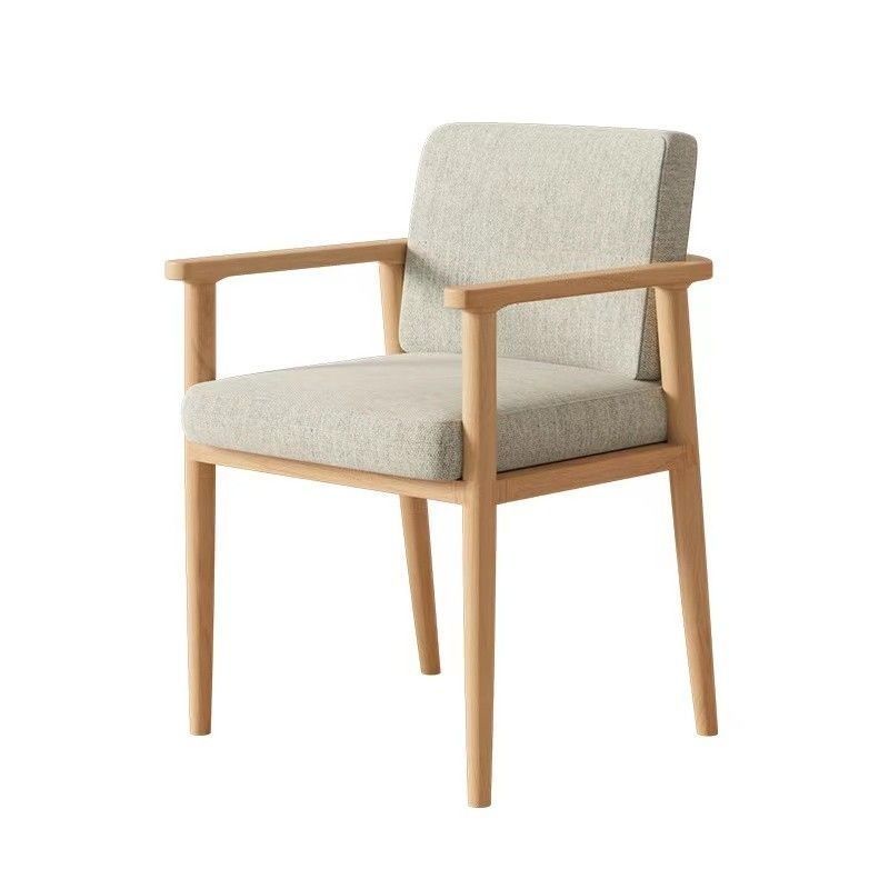 Coussin carré de luxe moderne en bois massif avec mousse haute résilience, dossier et accoudoirs pour chaise de salle à manger 