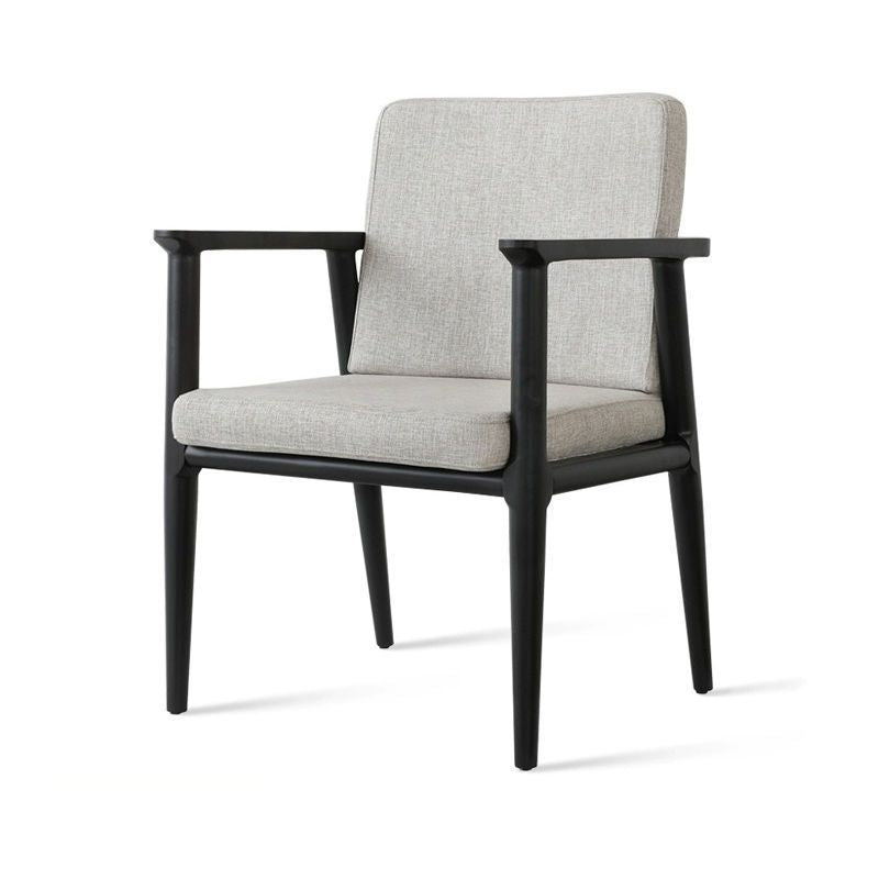 Coussin carré de luxe moderne en bois massif avec mousse haute résilience, dossier et accoudoirs pour chaise de salle à manger 