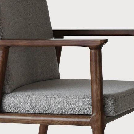Coussin carré de luxe moderne en bois massif avec mousse haute résilience, dossier et accoudoirs pour chaise de salle à manger 