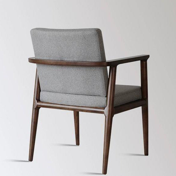 Coussin carré de luxe moderne en bois massif avec mousse haute résilience, dossier et accoudoirs pour chaise de salle à manger 