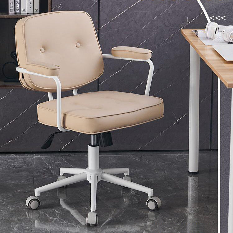 Chaise de bureau en cuir minimaliste moderne carrée en acier inoxydable avec dossier et accoudoirs pour la maison et le bureau 