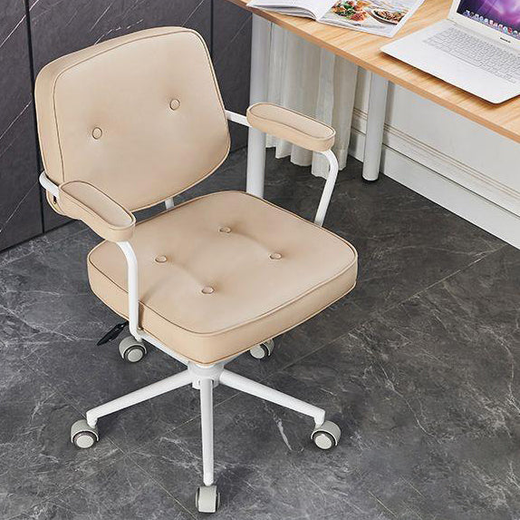 Chaise de bureau en cuir minimaliste moderne carrée en acier inoxydable avec dossier et accoudoirs pour la maison et le bureau 