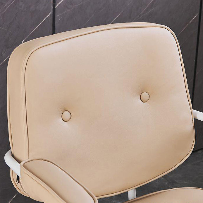 Chaise de bureau en cuir minimaliste moderne carrée en acier inoxydable avec dossier et accoudoirs pour la maison et le bureau 