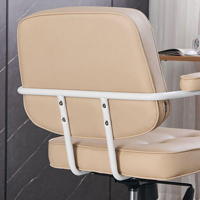 Chaise de bureau en cuir minimaliste moderne carrée en acier inoxydable avec dossier et accoudoirs pour la maison et le bureau 