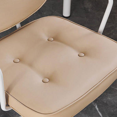 Chaise de bureau en cuir minimaliste moderne carrée en acier inoxydable avec dossier et accoudoirs pour la maison et le bureau 