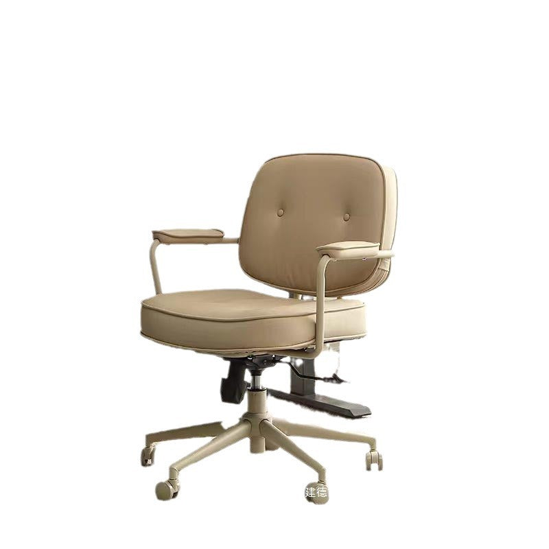 Chaise de bureau en cuir minimaliste moderne carrée en acier inoxydable avec dossier et accoudoirs pour la maison et le bureau 