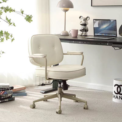 Chaise de bureau en cuir minimaliste moderne carrée en acier inoxydable avec dossier et accoudoirs pour la maison et le bureau 