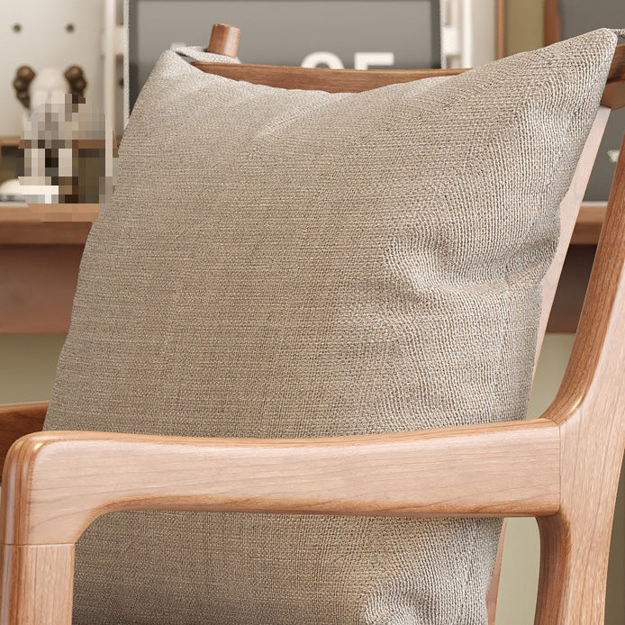 Contemporary Scandinavian Square Oak Wood Cotton Linen Dining Chair Backrest Armrest For Dining Room