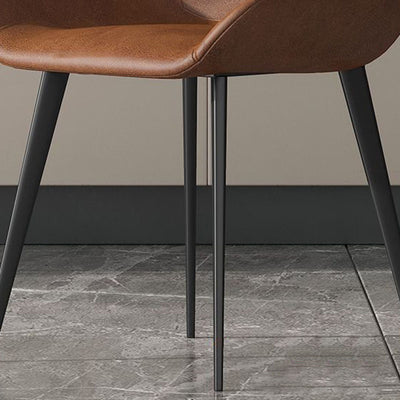 Silla de comedor rectangular de cuero PU de acero al carbono con respaldo de simplicidad moderna para comedor 