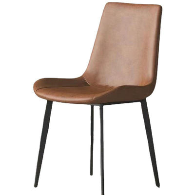 Silla de comedor rectangular de cuero PU de acero al carbono con respaldo de simplicidad moderna para comedor 