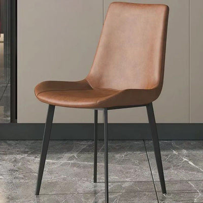 Silla de comedor rectangular de cuero PU de acero al carbono con respaldo de simplicidad moderna para comedor 