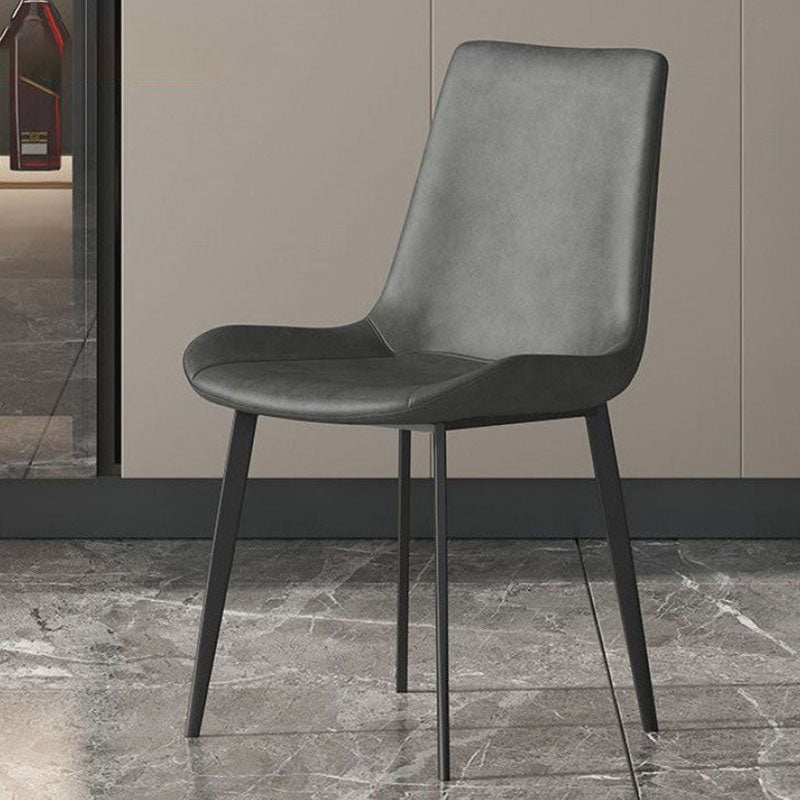 Silla de comedor rectangular de cuero PU de acero al carbono con respaldo de simplicidad moderna para comedor 