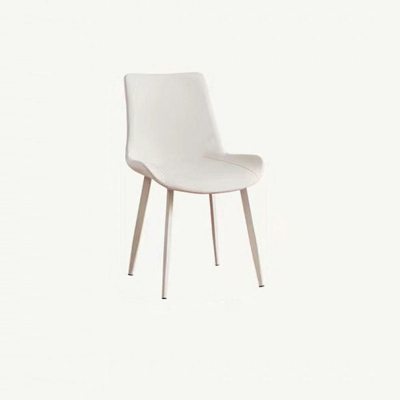 Silla de comedor rectangular de cuero PU de acero al carbono con respaldo de simplicidad moderna para comedor 