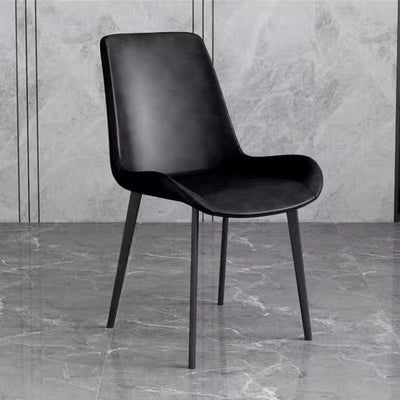Silla de comedor rectangular de cuero PU de acero al carbono con respaldo de simplicidad moderna para comedor 