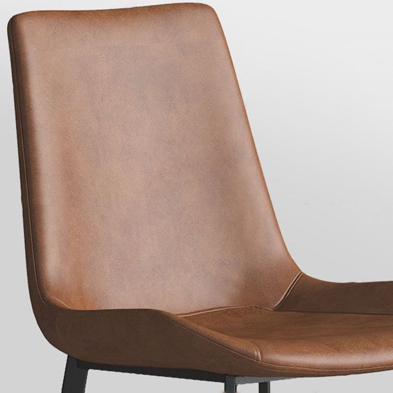Silla de comedor rectangular de cuero PU de acero al carbono con respaldo de simplicidad moderna para comedor 