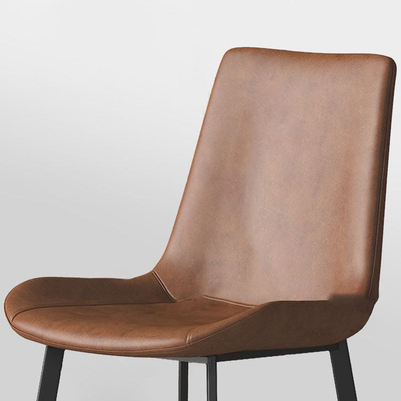 Silla de comedor rectangular de cuero PU de acero al carbono con respaldo de simplicidad moderna para comedor 