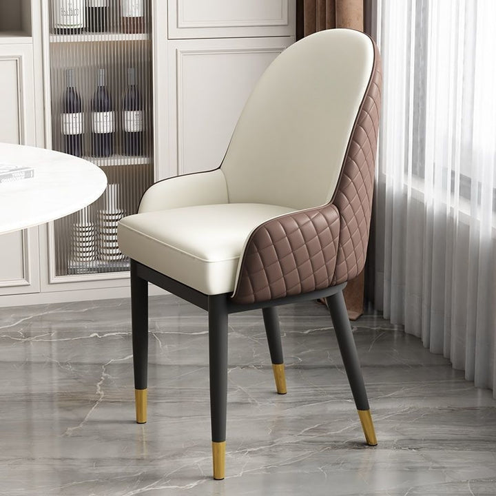Modern Luxury Rectangular Faux Leather Carbon Steel Dining Chair Backrest Armrest For Dining Room