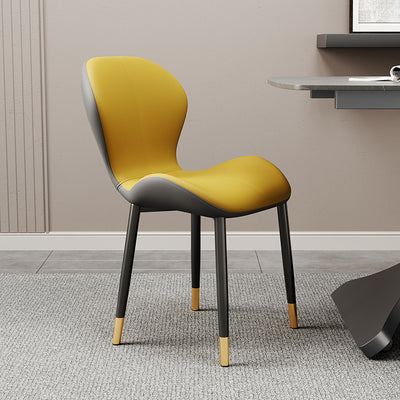Respaldo de silla de comedor de acero al carbono de cuero con cojín trapezoidal de simplicidad moderna para comedor 