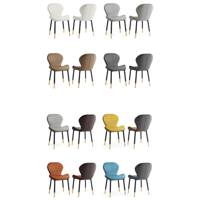 Respaldo de silla de comedor de acero al carbono de cuero con cojín trapezoidal de simplicidad moderna para comedor 