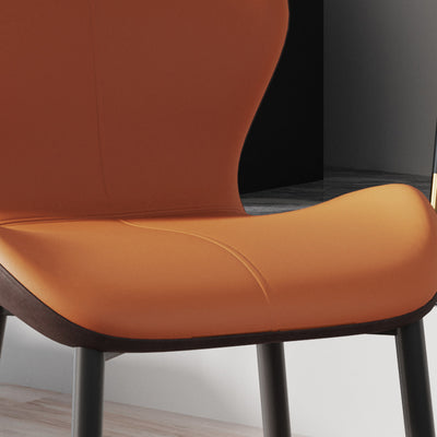 Respaldo de silla de comedor de acero al carbono de cuero con cojín trapezoidal de simplicidad moderna para comedor 