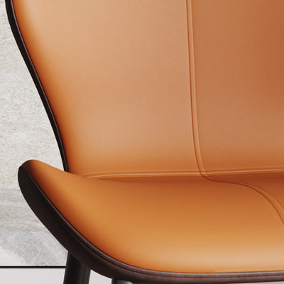Respaldo de silla de comedor de acero al carbono de cuero con cojín trapezoidal de simplicidad moderna para comedor 