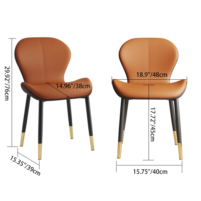 Respaldo de silla de comedor de acero al carbono de cuero con cojín trapezoidal de simplicidad moderna para comedor 