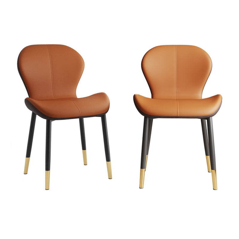 Respaldo de silla de comedor de acero al carbono de cuero con cojín trapezoidal de simplicidad moderna para comedor 