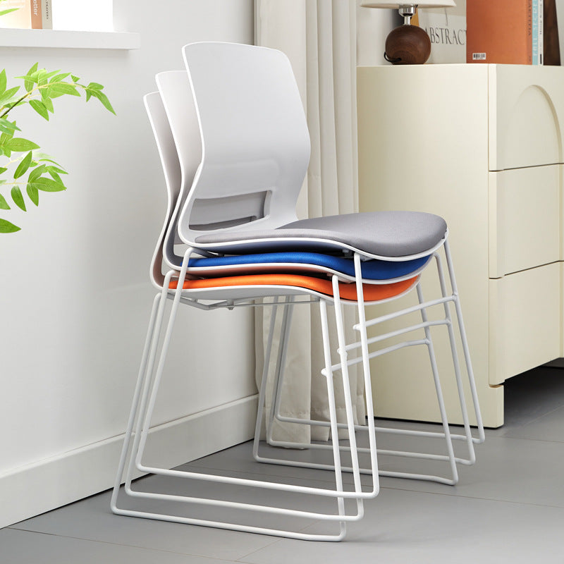 Moderne Einfachheit Quadrat Kunststoff Kohlenstoffstahl Schreibtischstuhl Rückenlehne Für Home Office 