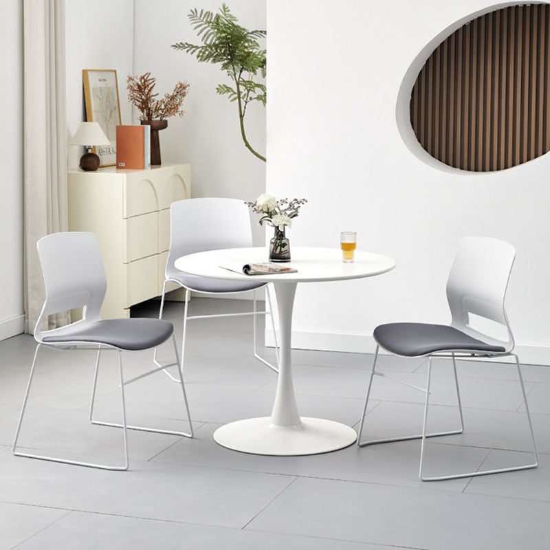 Moderne Einfachheit Quadrat Kunststoff Kohlenstoffstahl Schreibtischstuhl Rückenlehne Für Home Office 