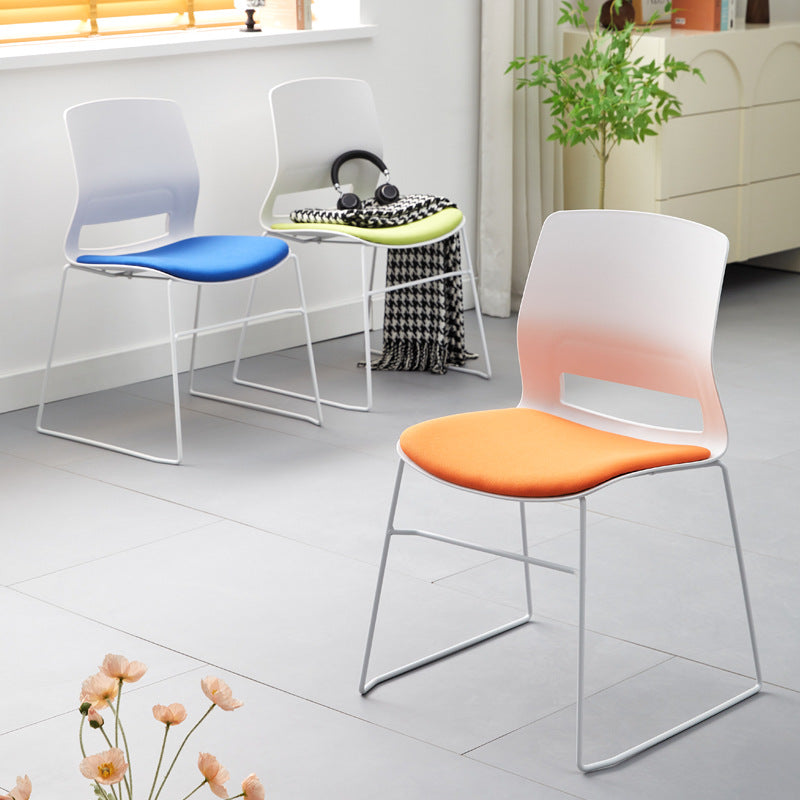 Moderne Einfachheit Quadrat Kunststoff Kohlenstoffstahl Schreibtischstuhl Rückenlehne Für Home Office 