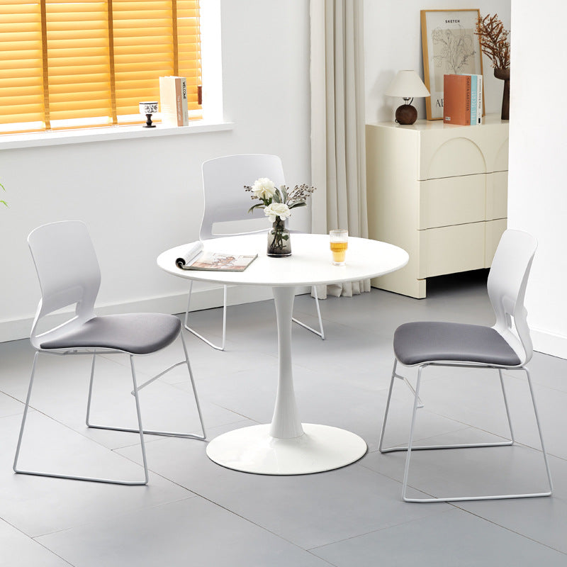 Moderne Einfachheit Quadrat Kunststoff Kohlenstoffstahl Schreibtischstuhl Rückenlehne Für Home Office 