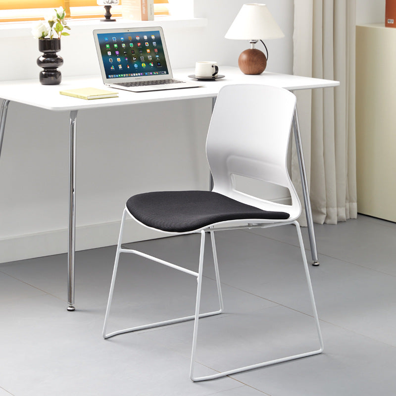 Moderne Einfachheit Quadrat Kunststoff Kohlenstoffstahl Schreibtischstuhl Rückenlehne Für Home Office 