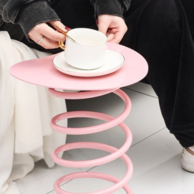 Silla de comedor contemporánea de primavera redonda de hierro y plástico para comedor 